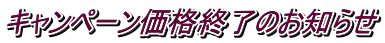 キャンペーン価格終了のお知らせ
