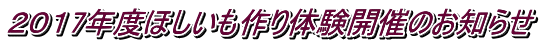 2017年度ほしいも作り体験開催のお知らせ